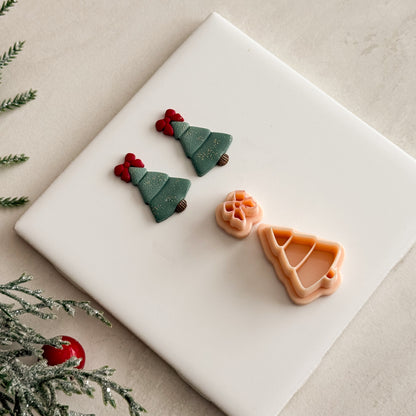 2025 Christmas Tree No. 4 with Ribbon | Festive Polymer Clay Cutters