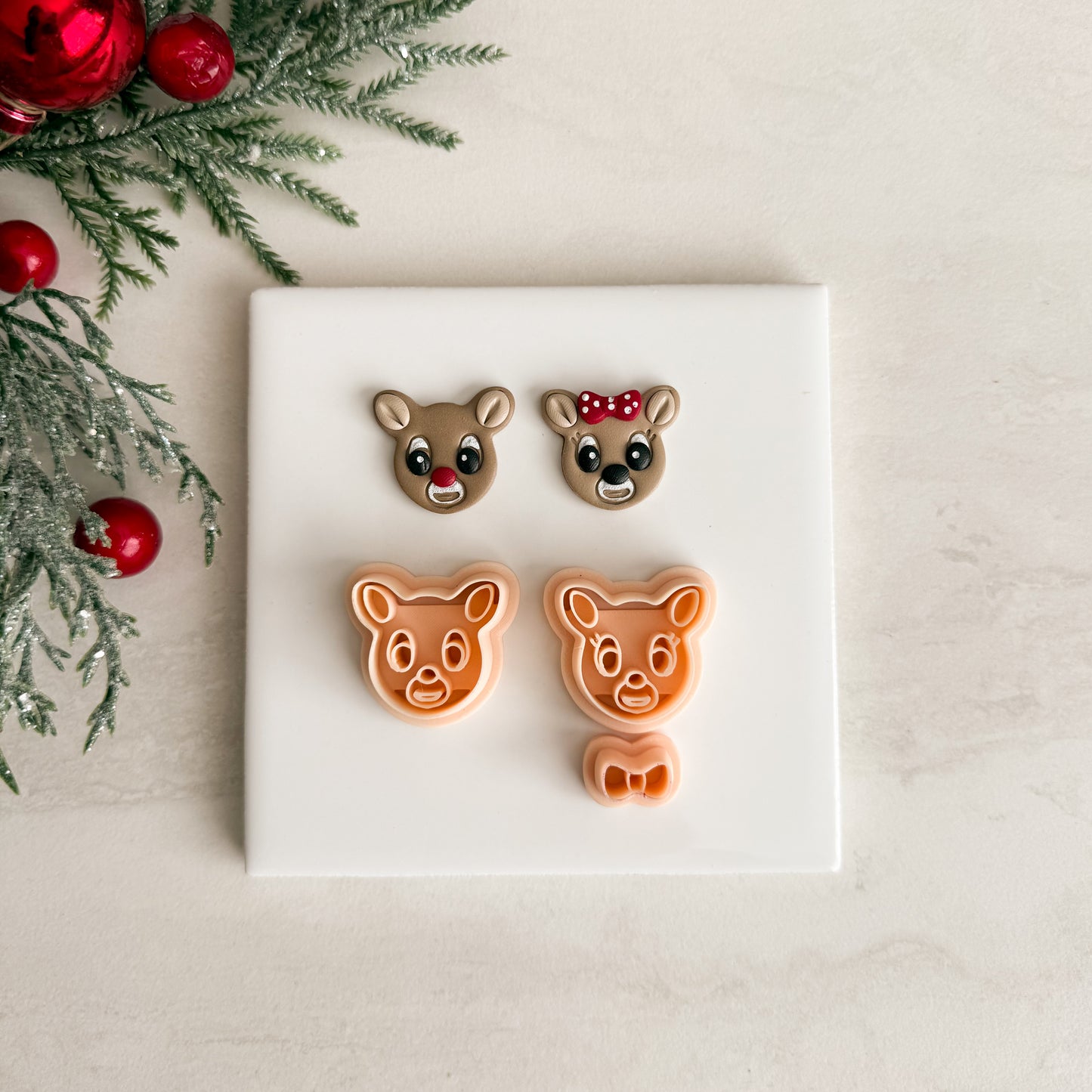 2025 Rudolph Pair | Festive Polymer Clay Cutters