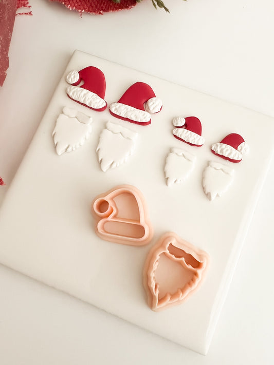 Santa Hat and Beard Set Clay Cutter | Christmas Santa Polymer Clay Cutter for Holiday Jewelry and Baking