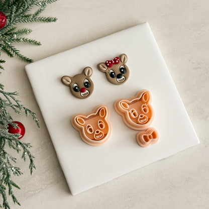 2025 Rudolph Pair | Festive Polymer Clay Cutters