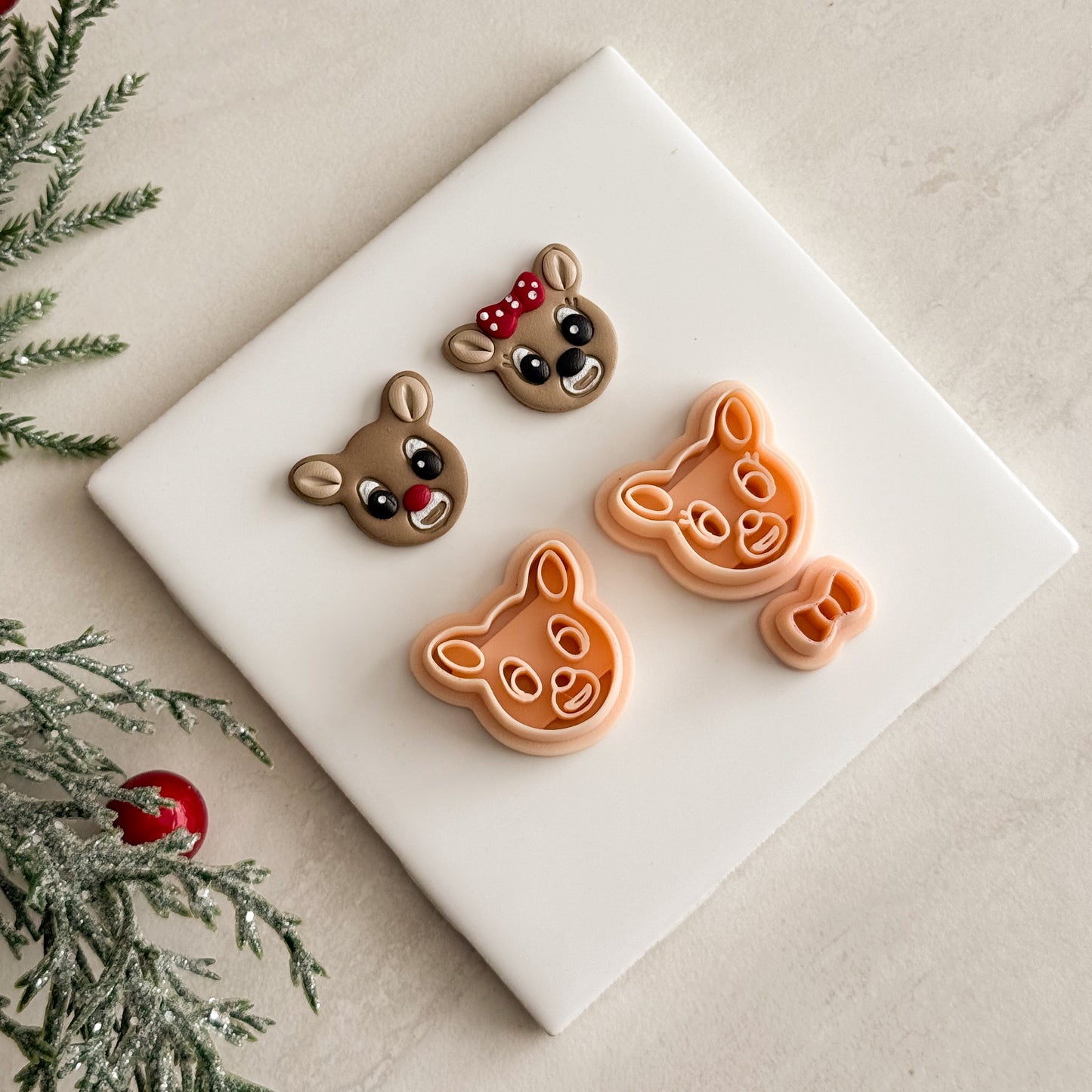 2025 Rudolph Pair | Festive Polymer Clay Cutters