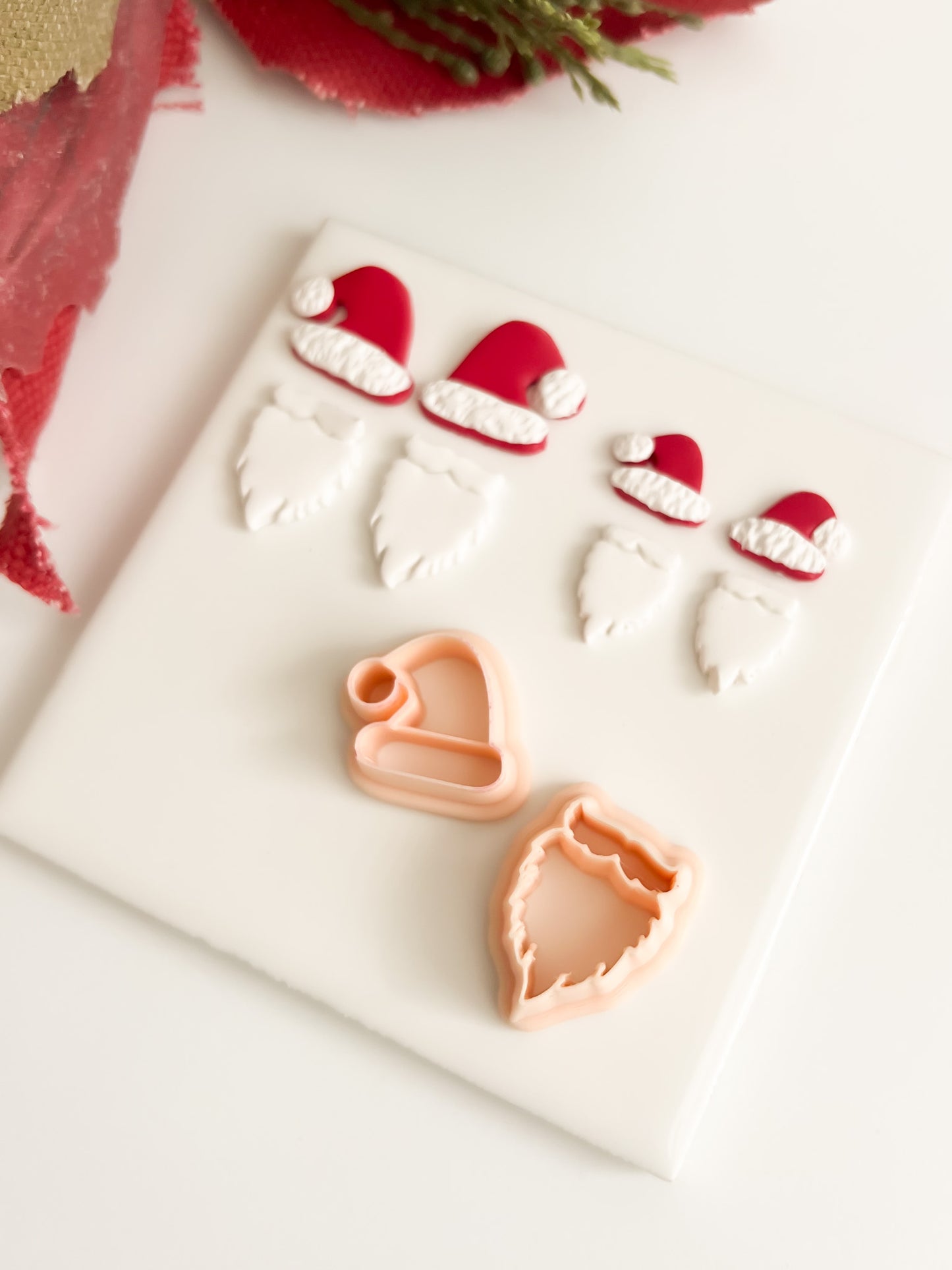 Santa Hat and Beard Set Clay Cutter | Christmas Santa Polymer Clay Cutter for Holiday Jewelry and Baking