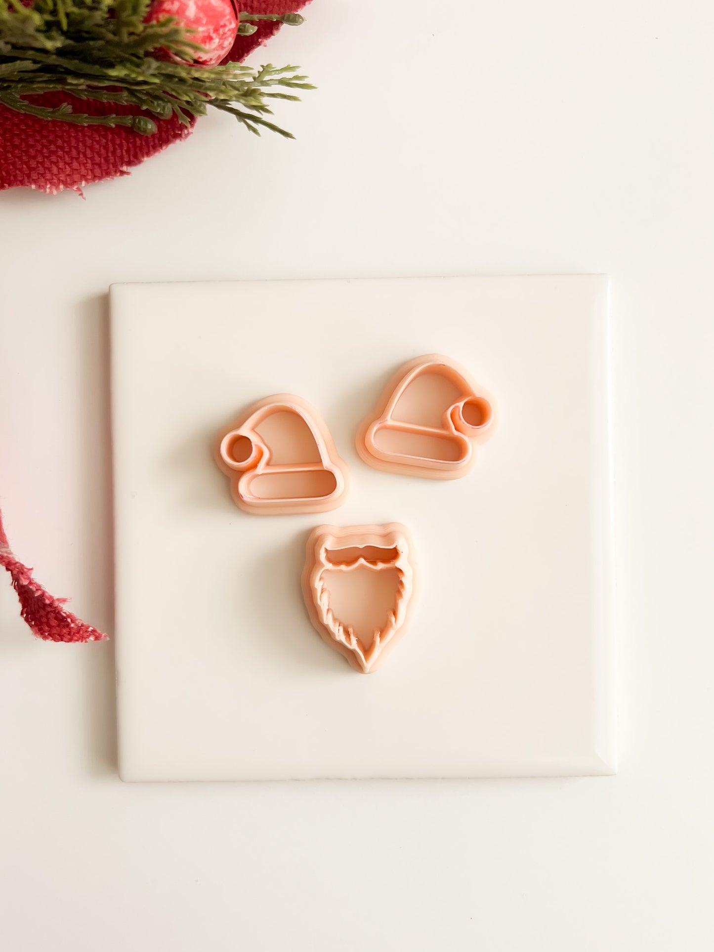 Santa Hat and Beard Set Clay Cutter | Christmas Santa Polymer Clay Cutter for Holiday Jewelry and Baking