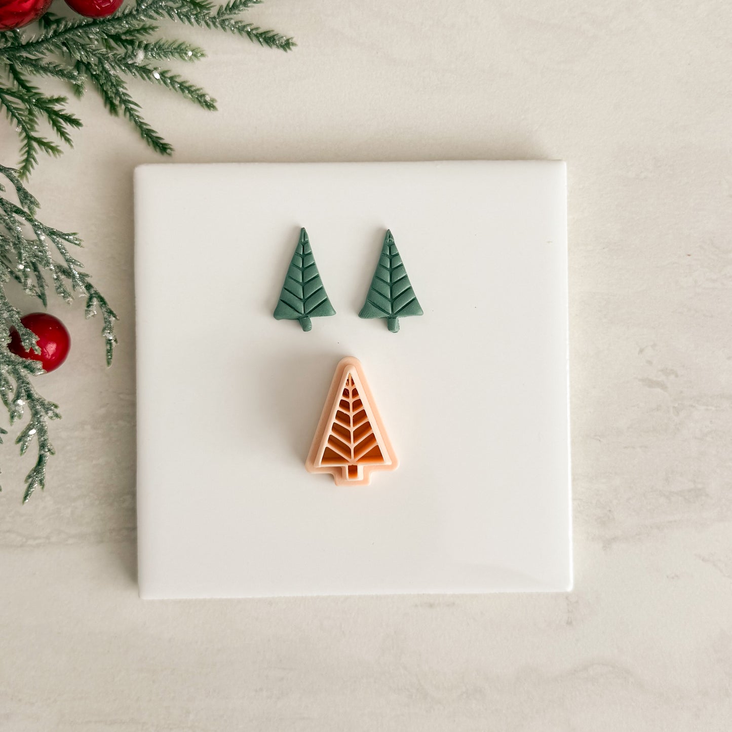 2025 Glass Christmas Tree No. 3 | Festive Polymer Clay Cutters