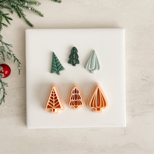 2025 Glass Christmas Tree Trio | Festive Polymer Clay Cutters