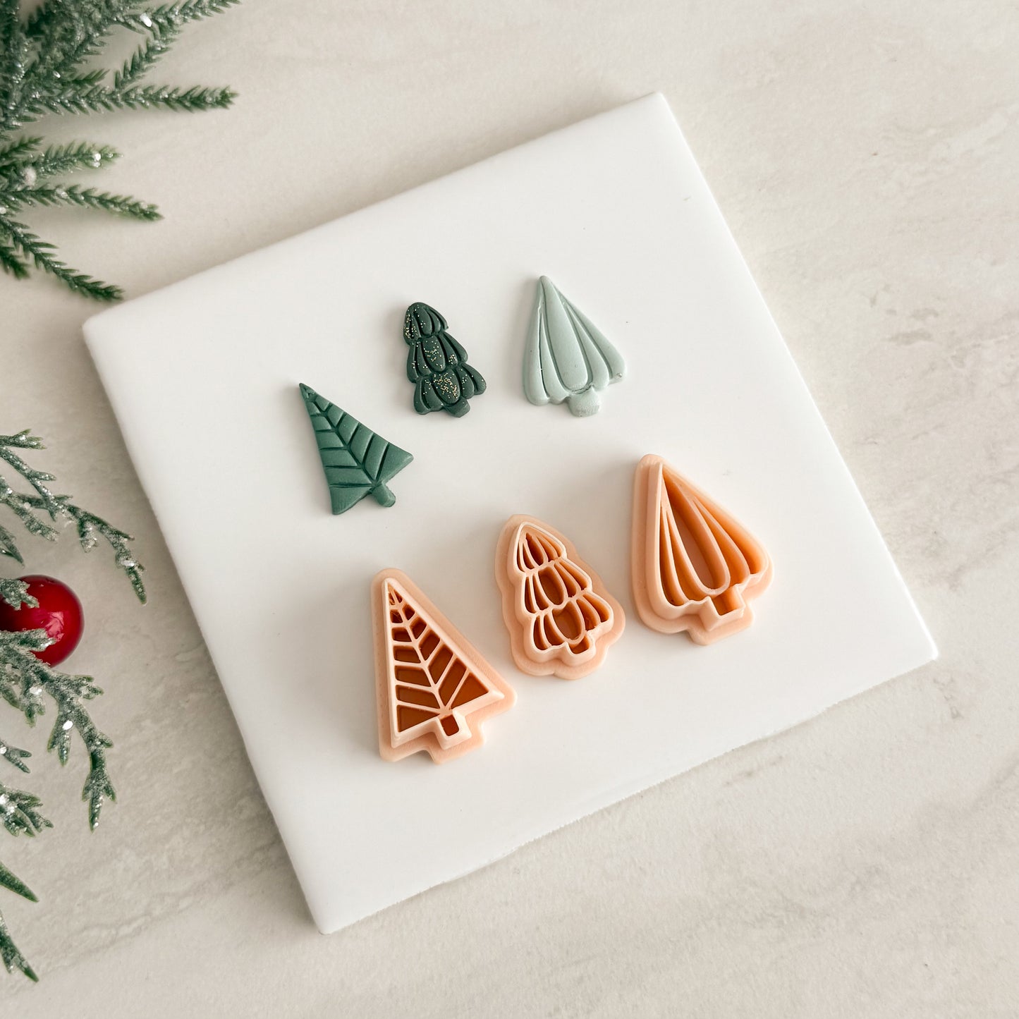 2025 Glass Christmas Tree Trio | Festive Polymer Clay Cutters