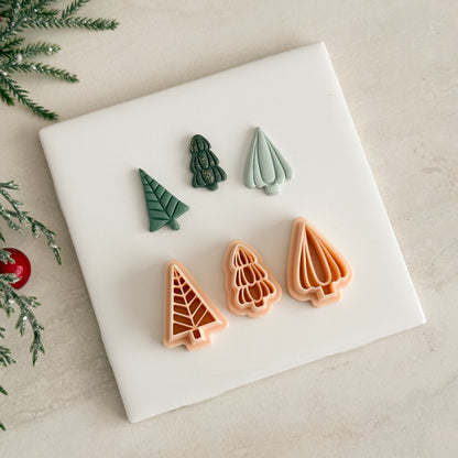 2025 Glass Christmas Tree Trio | Festive Polymer Clay Cutters