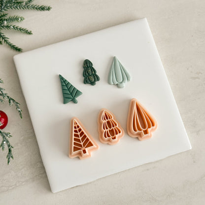 2025 Glass Christmas Tree Trio | Festive Polymer Clay Cutters