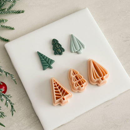 2025 Glass Christmas Tree Trio | Festive Polymer Clay Cutters