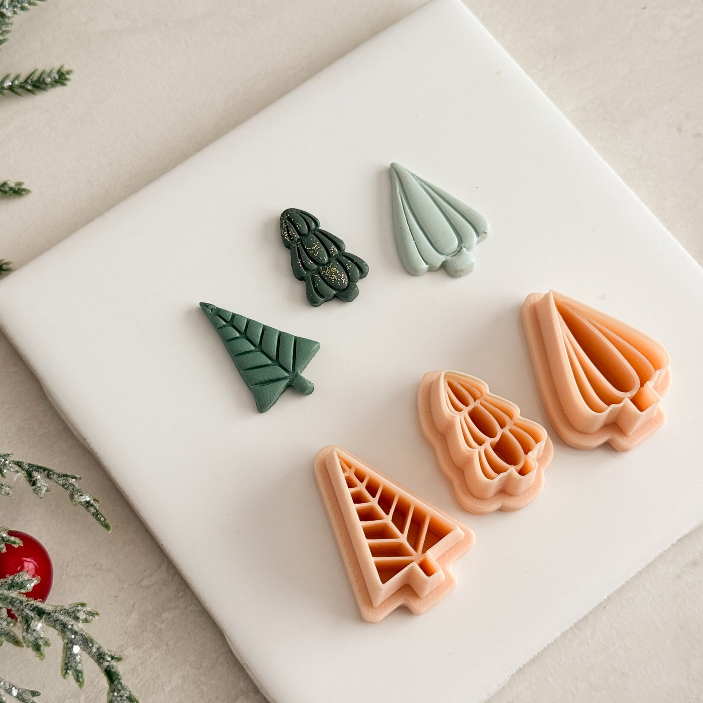 2025 Glass Christmas Tree Trio | Festive Polymer Clay Cutters