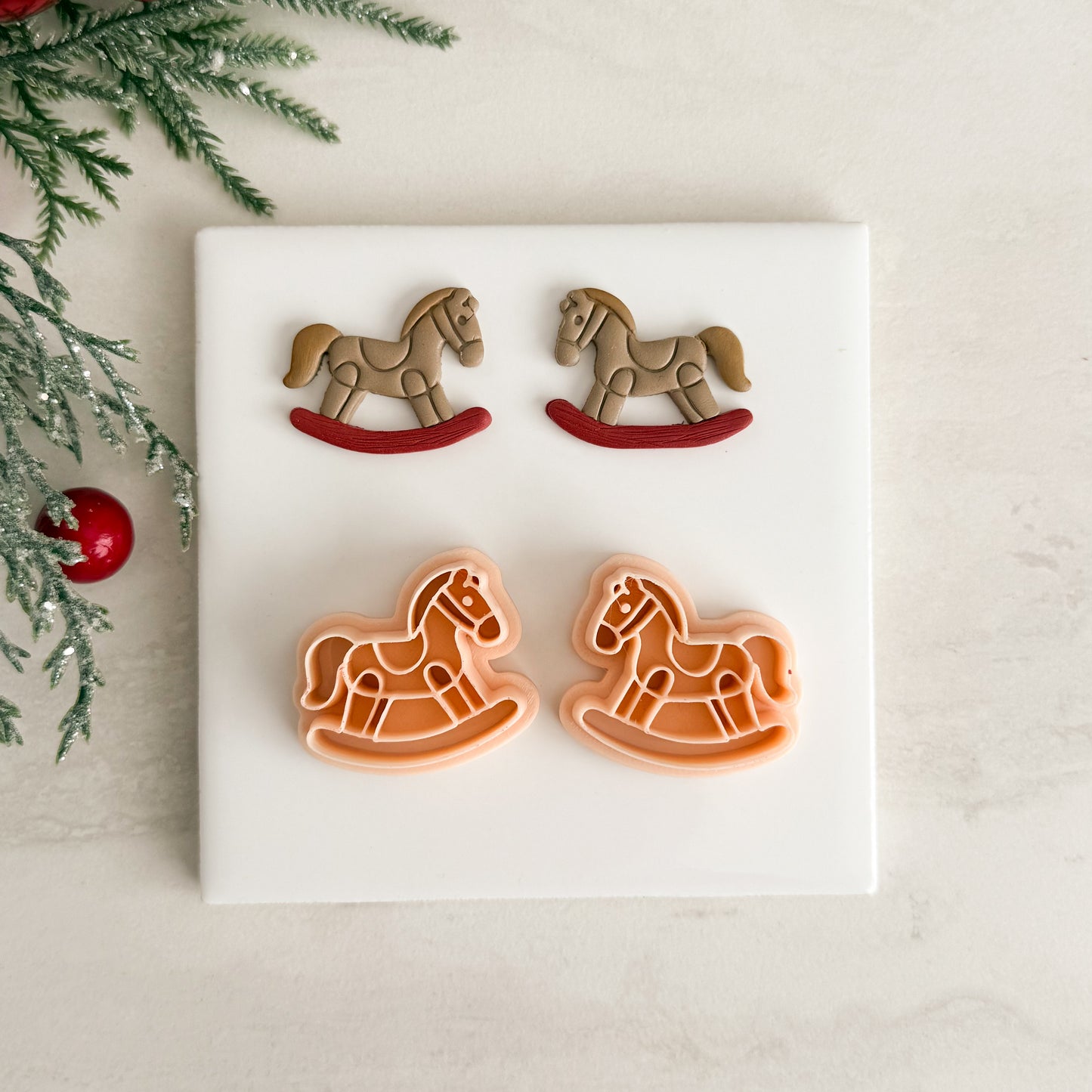 2025 Toy Rocking Horse | Festive Polymer Clay Cutter