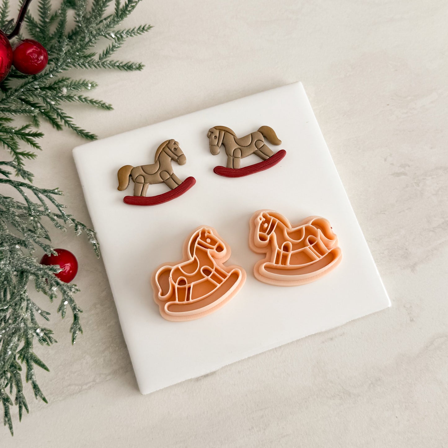 2025 Toy Rocking Horse | Festive Polymer Clay Cutter