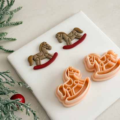 2025 Toy Rocking Horse | Festive Polymer Clay Cutter