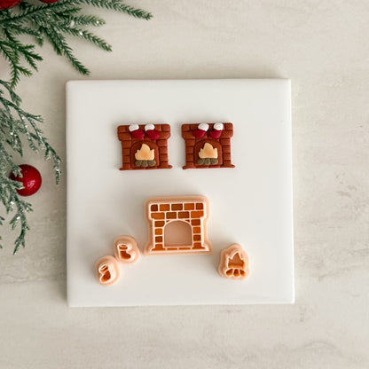 2025 Christmas Fireplace | Christmas Festive Polymer Clay Cutter Embossed