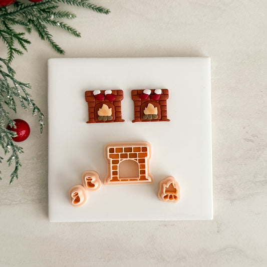 2025 Christmas Fireplace | Christmas Festive Polymer Clay Cutter Embossed