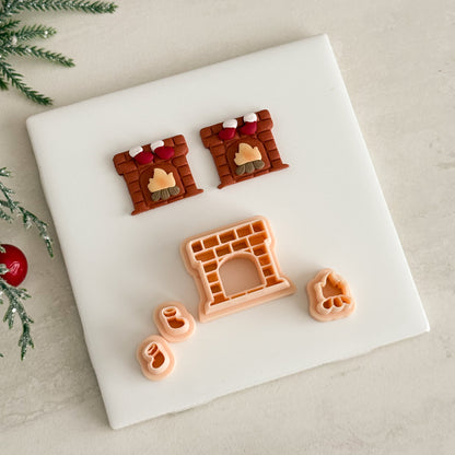 2025 Christmas Fireplace | Christmas Festive Polymer Clay Cutter Embossed