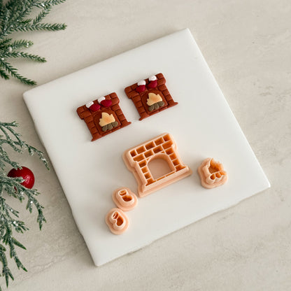 2025 Christmas Fireplace | Christmas Festive Polymer Clay Cutter Embossed