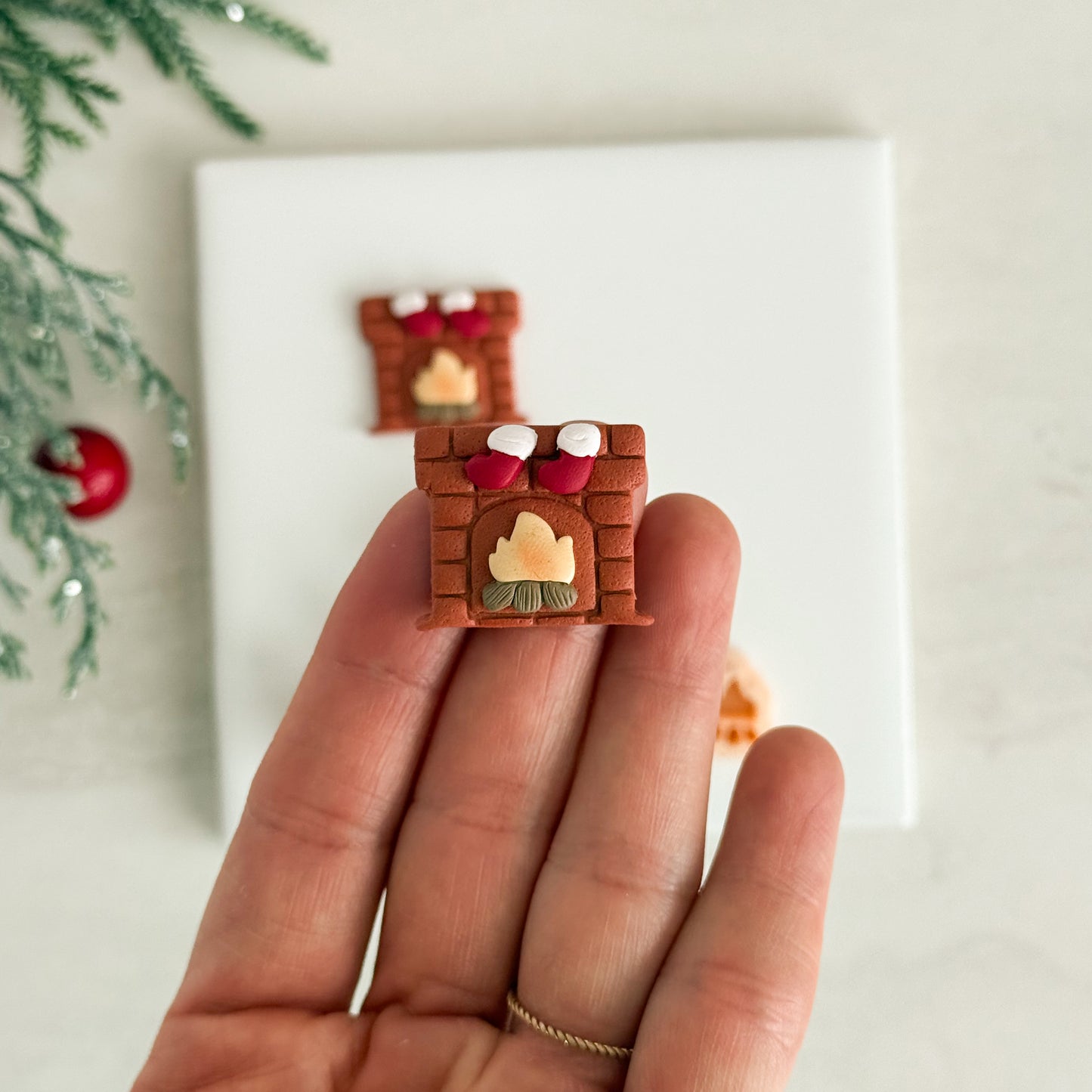 2025 Christmas Fireplace | Christmas Festive Polymer Clay Cutter Embossed
