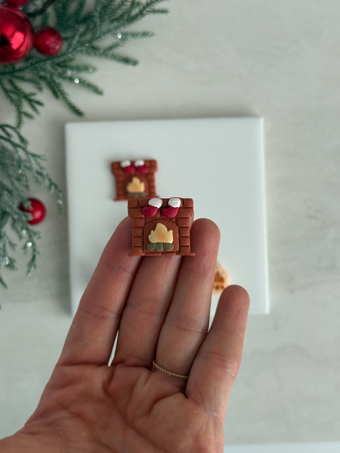 2025 Christmas Fireplace | Christmas Festive Polymer Clay Cutter Embossed