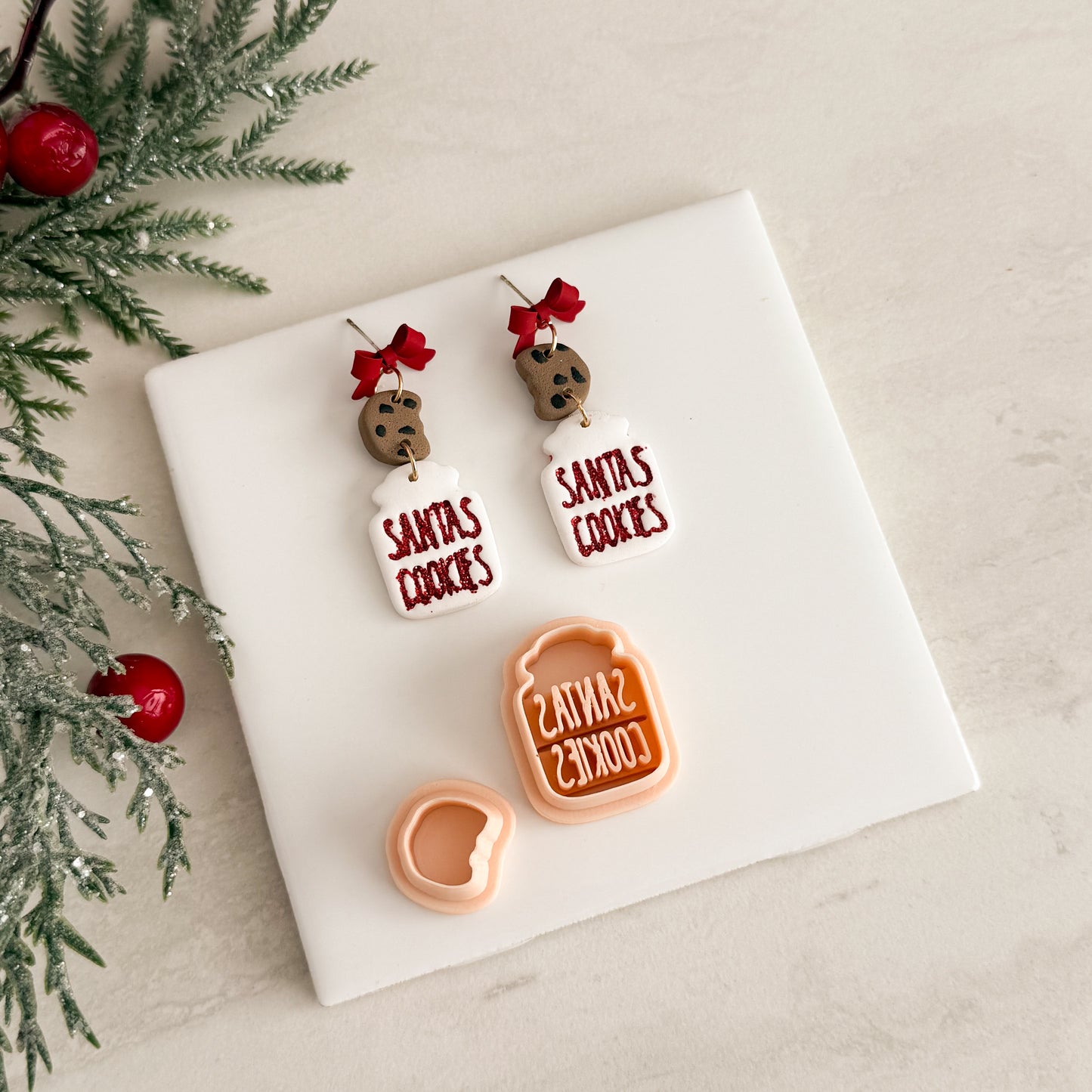 2025 Cookie Jar with Embossed Letters | Festive Polymer Clay Cutters