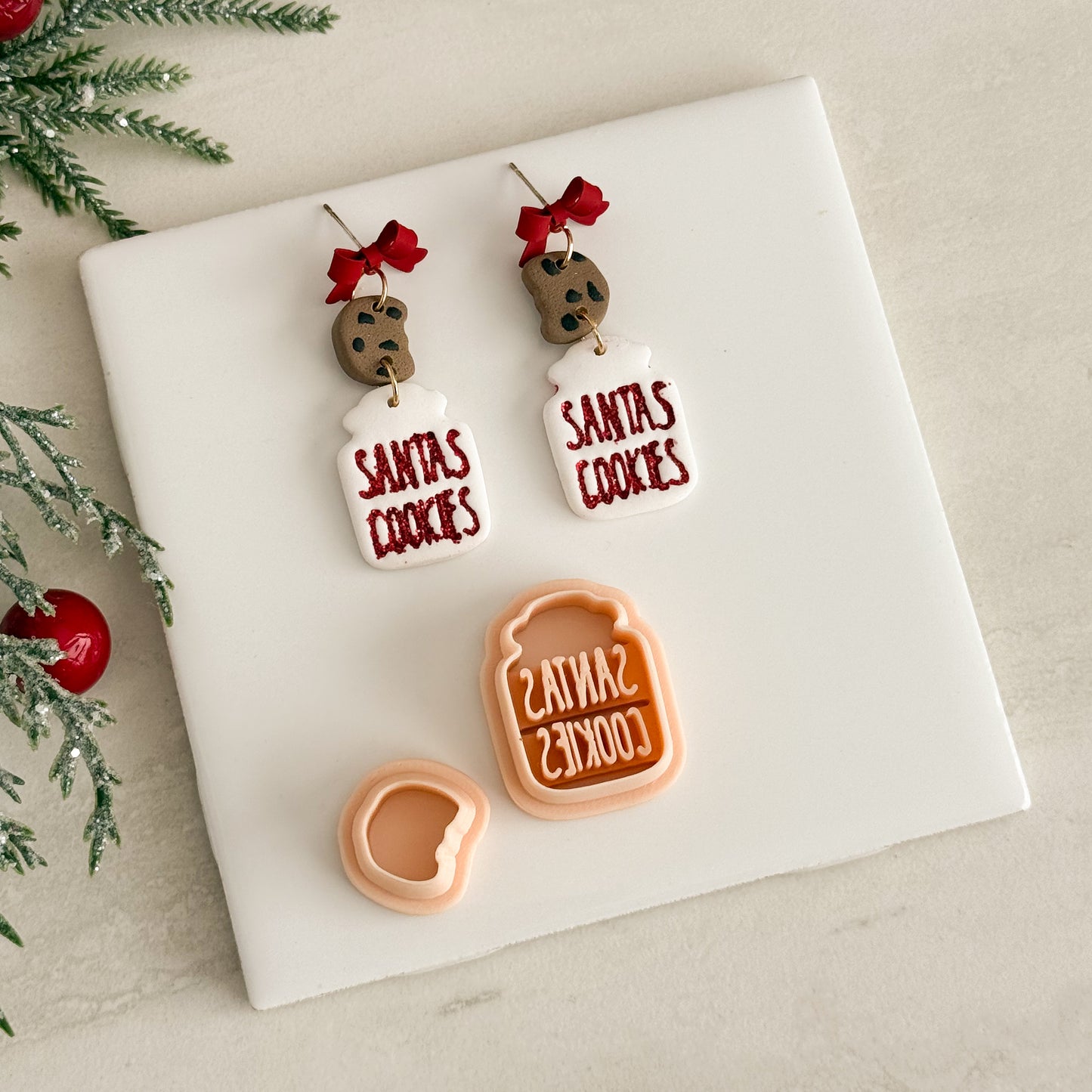 2025 Cookie Jar with Embossed Letters | Festive Polymer Clay Cutters