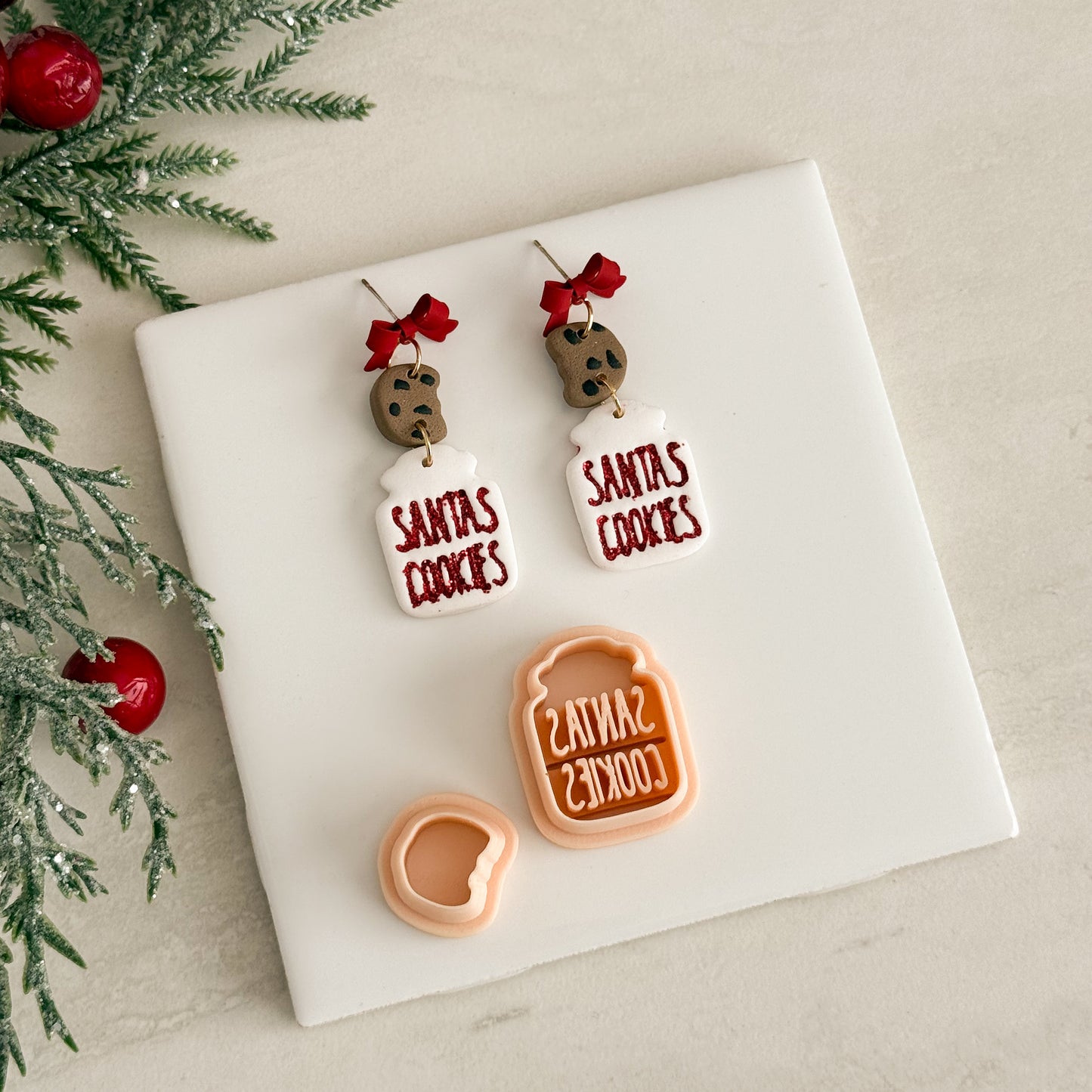 2025 Cookie Jar with Embossed Letters | Festive Polymer Clay Cutters