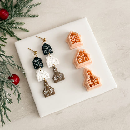 2025 Christmas Village Trio | Festive Polymer Clay Cutters