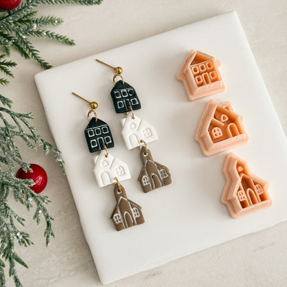 2025 Christmas Village Trio | Festive Polymer Clay Cutters