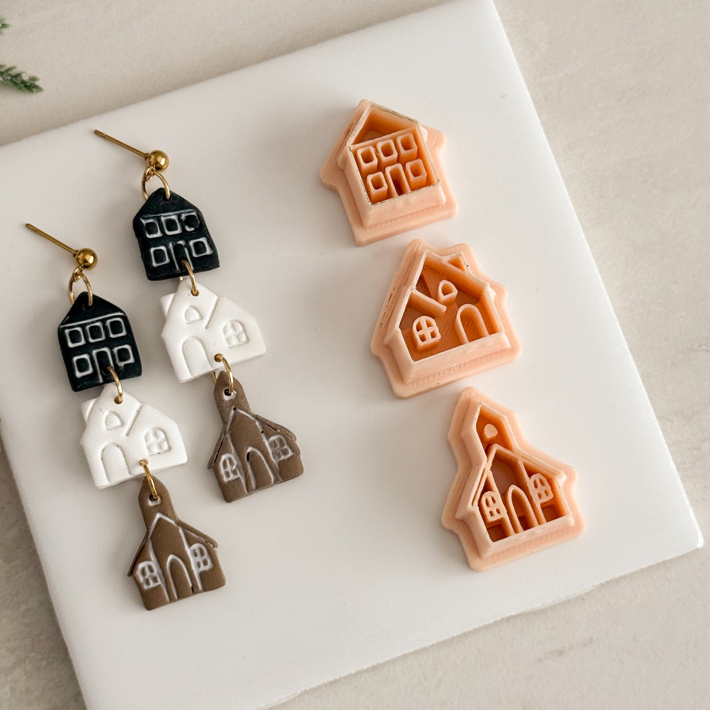 2025 Christmas Village Trio | Festive Polymer Clay Cutters