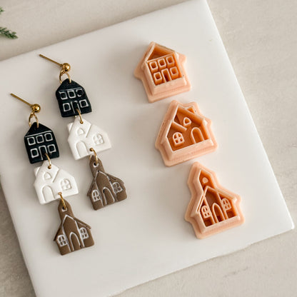 2025 Christmas Village Trio | Festive Polymer Clay Cutters