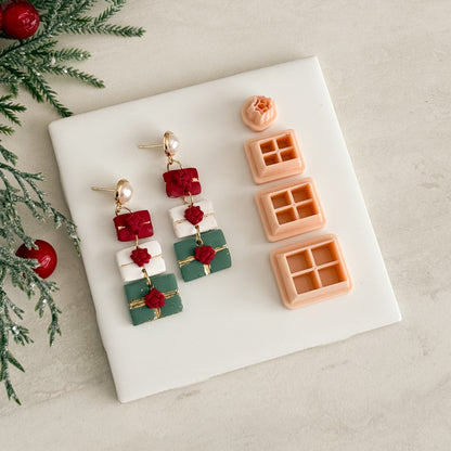 2025 Christmas Present Dangle Trio | Festive Polymer Clay Cutter