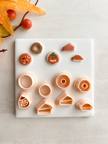 Fall Dessert Stud Pack Clay Cutters | Fall Dessert Stud Pack Polymer Clay Cutters for DIY Autumn Earrings Seasonal-Themed Jewelry and Handmade Fall Accessories