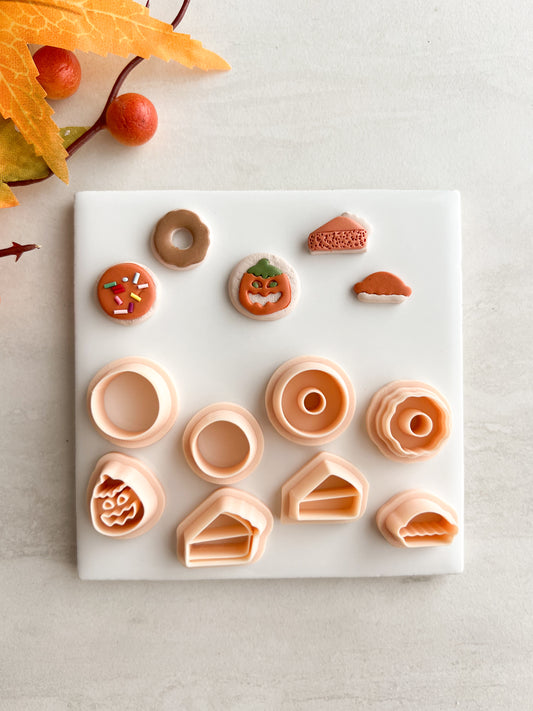 Fall Dessert Stud Pack Clay Cutters | Fall Dessert Stud Pack Polymer Clay Cutters for DIY Autumn Earrings Seasonal-Themed Jewelry and Handmade Fall Accessories
