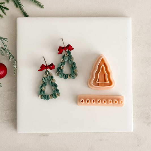2025 Christmas Tree Cutout with Petals No. 4 | Festive Polymer Clay Cutters