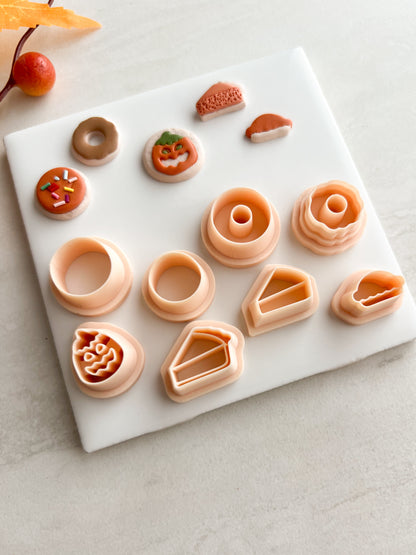 Fall Dessert Stud Pack Clay Cutters | Fall Dessert Stud Pack Polymer Clay Cutters for DIY Autumn Earrings Seasonal-Themed Jewelry and Handmade Fall Accessories