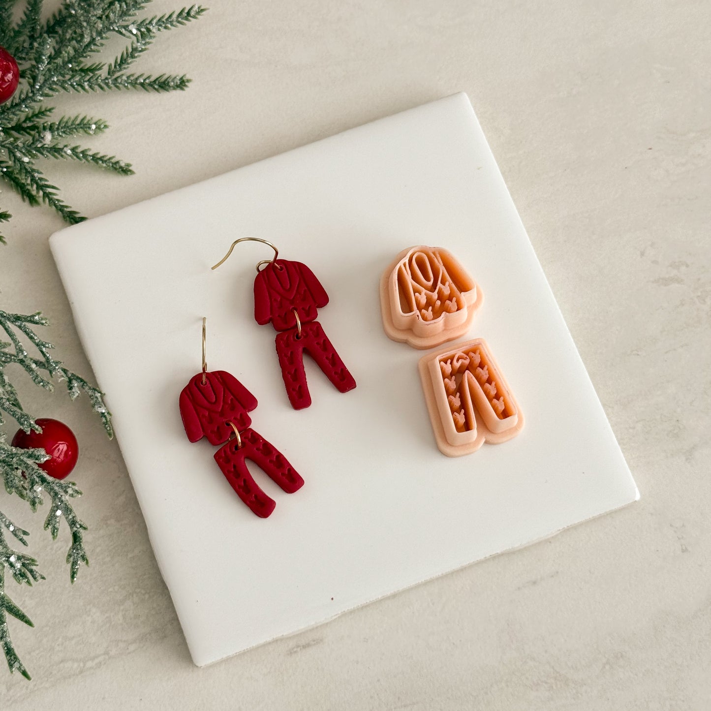 2025 Christmas Pajamas | Two-Part Polymer Clay Cutter