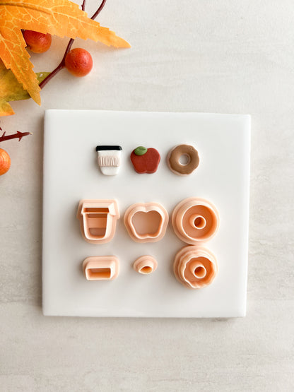Fall Cafe Trio Clay Set | Fall Cafe Trio Polymer Clay Cutter Set for DIY Autumn Earrings Coffee-Themed Jewelry and Handmade Cozy Accessories