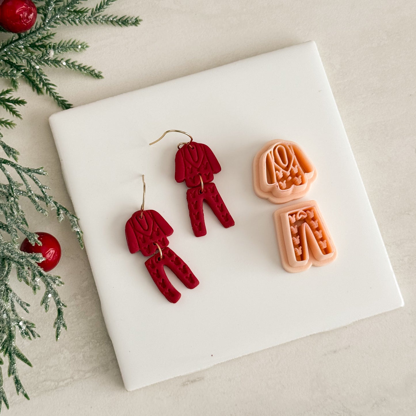 2025 Christmas Pajamas | Two-Part Polymer Clay Cutter