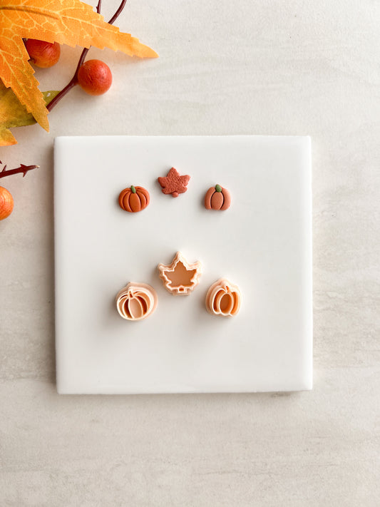 Fall Stud Trio No. 4 Clay Cutters | Fall Stud Trio No. 4 Polymer Clay Cutters for DIY Autumn Earrings Seasonal-Themed Jewelry and Handmade Festive Accessories