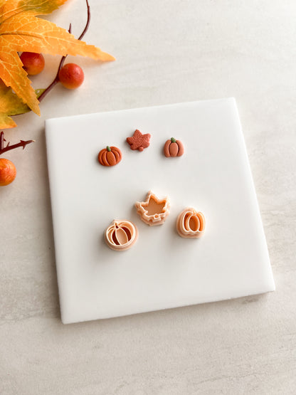 Fall Stud Trio No. 4 Clay Cutters | Fall Stud Trio No. 4 Polymer Clay Cutters for DIY Autumn Earrings Seasonal-Themed Jewelry and Handmade Festive Accessories