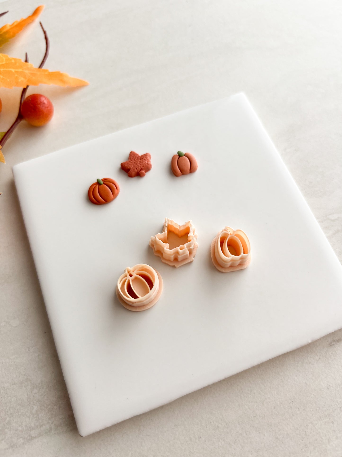 Fall Stud Trio No. 4 Clay Cutters | Fall Stud Trio No. 4 Polymer Clay Cutters for DIY Autumn Earrings Seasonal-Themed Jewelry and Handmade Festive Accessories