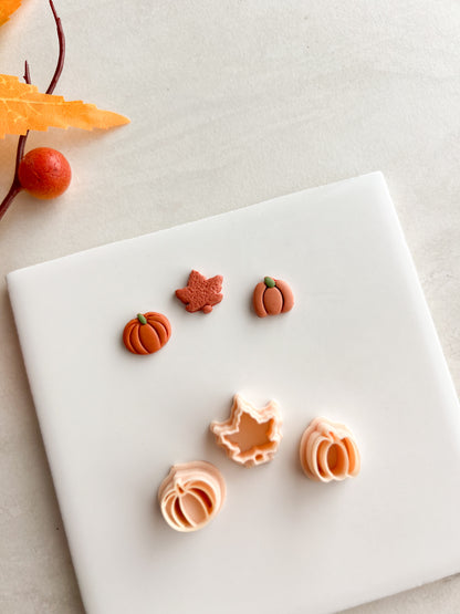 Fall Stud Trio No. 4 Clay Cutters | Fall Stud Trio No. 4 Polymer Clay Cutters for DIY Autumn Earrings Seasonal-Themed Jewelry and Handmade Festive Accessories