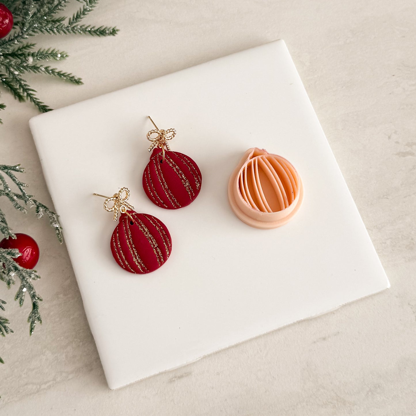 2025 Banded Ornament No. 1 | Christmas Tree Festive Polymer Clay Cutter