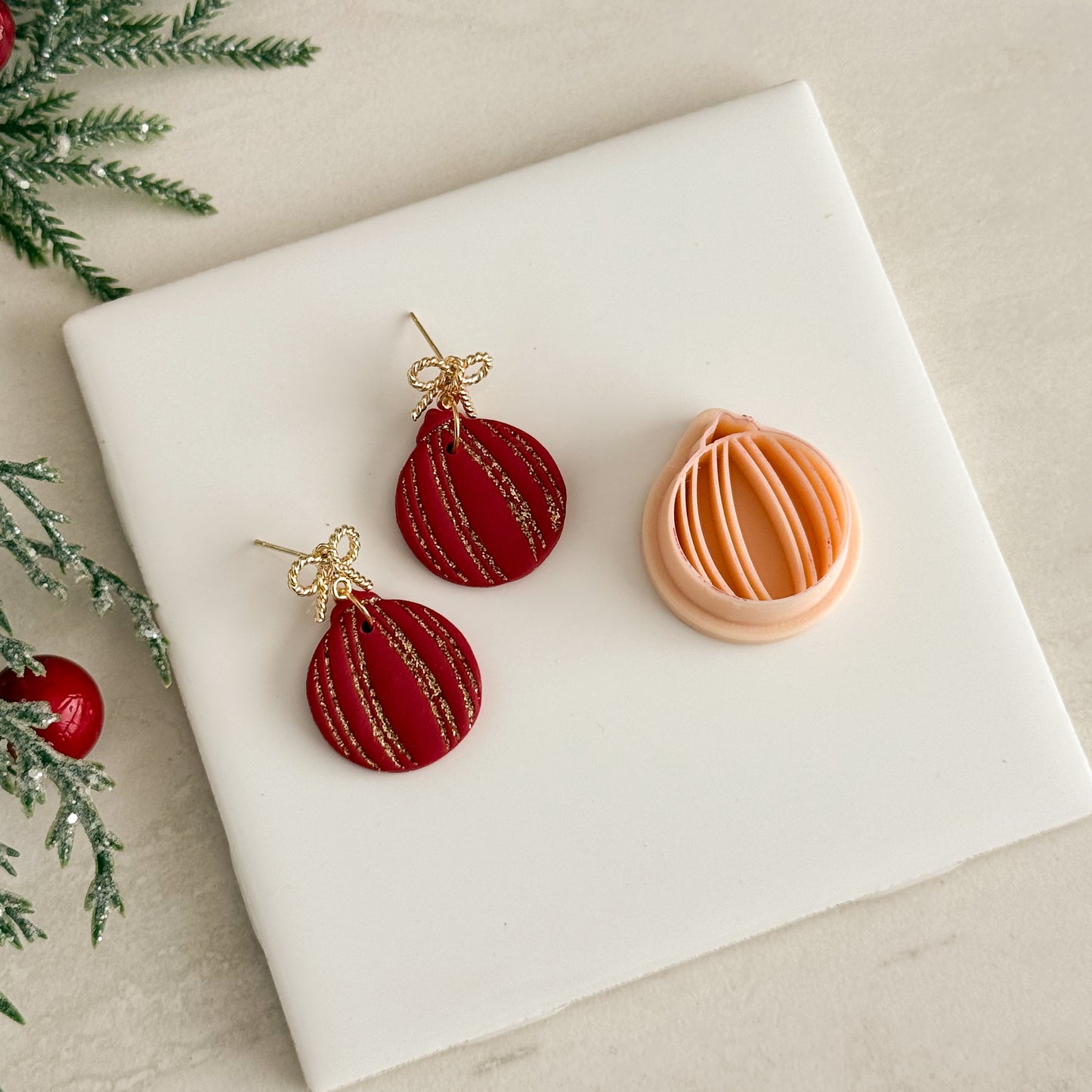 2025 Banded Ornament No. 1 | Christmas Tree Festive Polymer Clay Cutter