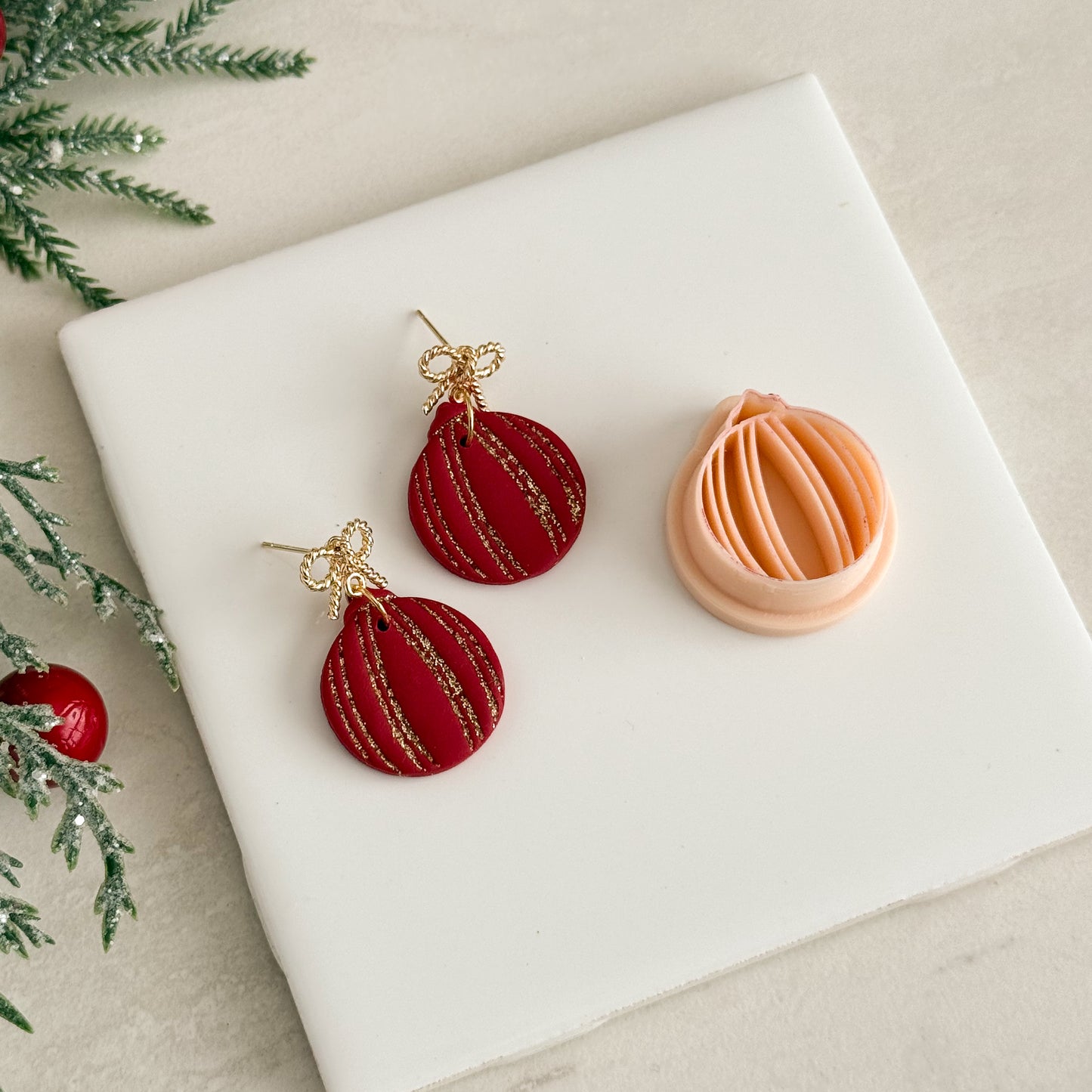 2025 Banded Ornament No. 1 | Christmas Tree Festive Polymer Clay Cutter