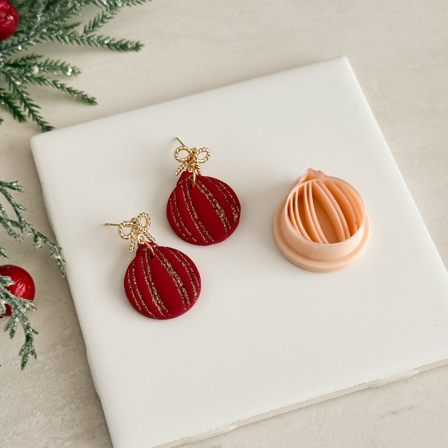 2025 Banded Ornament No. 1 | Christmas Tree Festive Polymer Clay Cutter