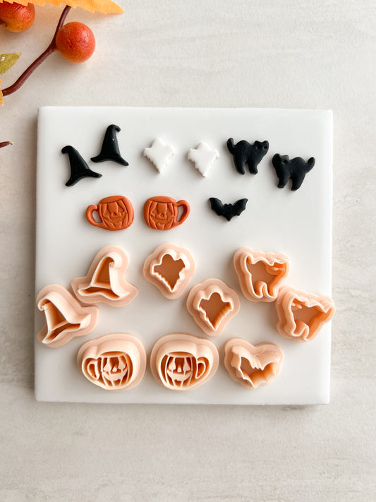 Spooky Stud Pack No. 1 Clay Cutter | Spooky Stud Pack No. 1 Polymer Clay Cutter for DIY Halloween Earrings Fun Jewelry and Handmade Spooky Accessories