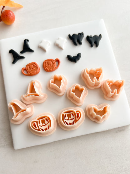 Spooky Stud Pack No. 1 Clay Cutter | Spooky Stud Pack No. 1 Polymer Clay Cutter for DIY Halloween Earrings Fun Jewelry and Handmade Spooky Accessories