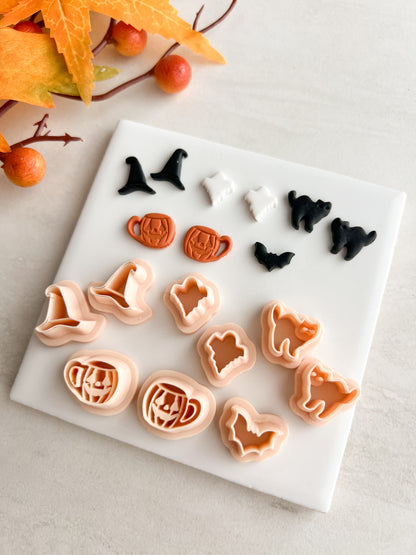 Spooky Stud Pack No. 1 Clay Cutter | Spooky Stud Pack No. 1 Polymer Clay Cutter for DIY Halloween Earrings Fun Jewelry and Handmade Spooky Accessories
