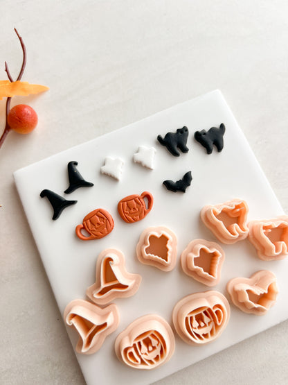 Spooky Stud Pack No. 1 Clay Cutter | Spooky Stud Pack No. 1 Polymer Clay Cutter for DIY Halloween Earrings Fun Jewelry and Handmade Spooky Accessories